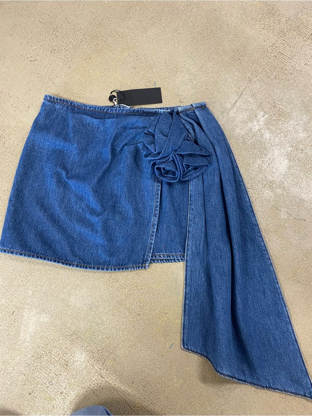 Gianni Bini Blue Denim Wrap Mini Skirt with Draped Tie